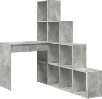 vidaXL Corner Desk with Shelf Concrete grey 101.5 x 149.5 x 149.5 cm Vidaxl