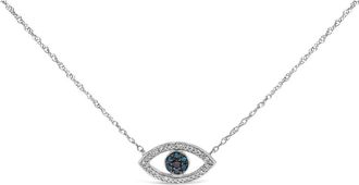 House of Brilliance Sterling Silver 1/4 Cttw Blue and White Diamond Evil Eye Necklace at Nordstrom