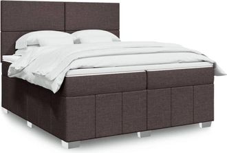 vidaXL Vidaxl - Cama Box Spring Con Colch&oacute;n Tela Marr&oacute;n Oscuro 200x200 Cm