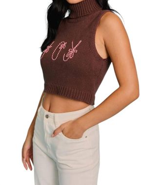 Le Lis Blanc Deux Comfort & Joy Knit Crop Top In Brown