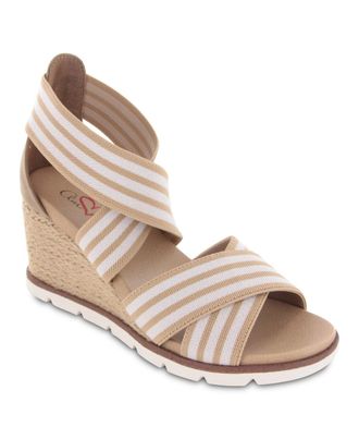 Mia Amore Mia Amore Haiku Sandals Womens Natural White Round Toe Wedge Heel JOBB606