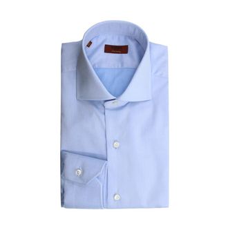 Barba Slim Fit Spread Collar Shirt - Heren - Zakelijke Overhemden - Blauw - 3XL - Katoen - Overhemden