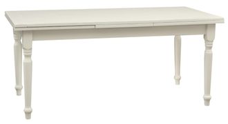 Biscottini International Biscottini - Mesa Extensible De Estilo Country De Madera Maciza De Tilo Acabado Con Efecto Blanco Envejecido 180x90x80 Cm