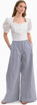 Rebecca Taylor Joselene Poplin Pant in Navy Stripe at Nordstrom, Size X-Small