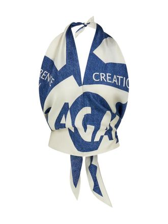 Ferragamo Foulard in seta con stampa Venna - Blu