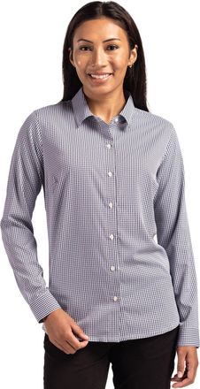 Cutter & Buck Skyline Epic Confidence Recycled Gingham Womens Long Sleeve Dress Shirt