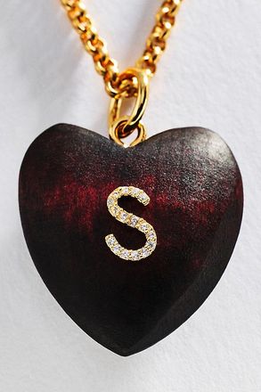 Timeless Pearly Wood Initial Pendant Necklace