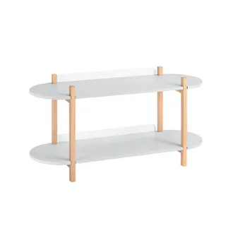 SoBuy Mesa auxiliar de madera de 2 niveles gris