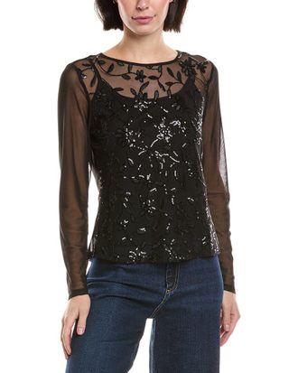 Vince Camuto Sequin Mesh Top