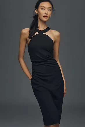 Maeve Halter Slim Knit Midi Dress