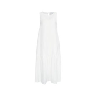 Kaos Maxi Dresses, female, White, Size: S Elegant Linen Maxi Dress with Cut-outs
