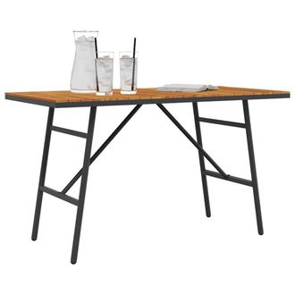 Berkfield Home Stunning Dining Table - Black, 110x55x62 cm, Made from Solid Acac in Brown | Size: 110 x 55 x 62 cm