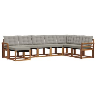vidaXL Conjunto De Sof&aacute;s De Exterior 8 Pcs Gris Natural Y Claro Vidaxl