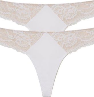 Skarlett Blue Minx Lace Thong 2-Pack in White/nylon at Nordstrom, Size X-Large