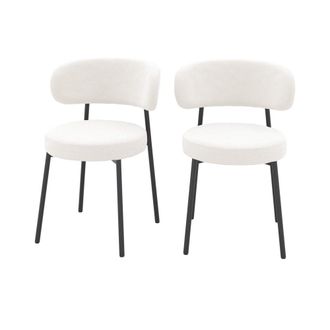 Rendez-Vous D&eacute;co Set de 2 sillas en tejido boucl&eacute; blanco roto con patas negras