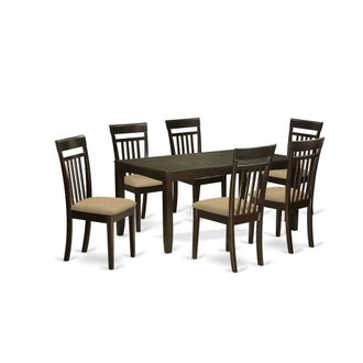 East West Furniture LYCA7-CAP-C 7 Pc Dining room set for 6-Table with Leaf and 6 Kitchen Dining Chairs