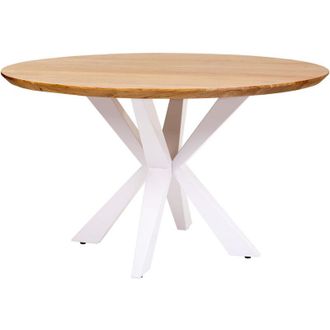 Wanderlust Deco Mesa De Comedor Redonda De Acacia Color Blanco Natural, D130x77
