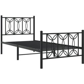 vidaXL Metal Bed Frame without Mattress with Footboard Black 80x200cm Vidaxl
