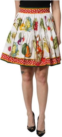 Dolce & Gabbana Multicolor Gedrukte Minirok met Hoge Taille - Dames - Korte rokken - Veelkleurig - M - Katoen - Rokken