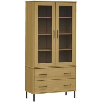 vidaXL Librer&iacute;a Patas De Metal Oslo Madera Maciza Marr&oacute;n 85x35x172,5cm Vidaxl