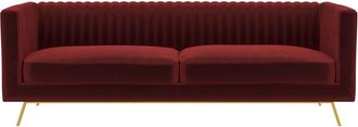 Rendez-Vous D&eacute;co Sof&aacute; de 3 plazas en terciopelo burdeos