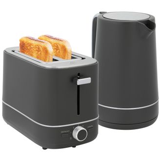HOMCOM 1.7L 3000W Fast Boil Electric Kettle And 2 Slice Toaster Set - Grey | TJ Hughes