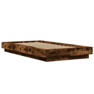 Berkfield Home Durable Bed Frame with LED Lights without Mattress Smoked Oak 75x190cm in Brown | Size: 75x190 cm