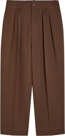 Issey Miyake Pleated Tapered-leg Cotton-blend Trousers - Dark Brown - 2