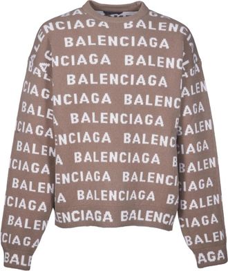 Balenciaga Logo Sweater - Heren - Ronde hals truien - Beige - M - Truien & Vesten