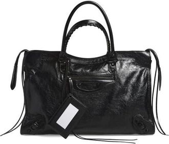 Balenciaga Large Le City Arena Leather Satchel in 1000 Black at Nordstrom