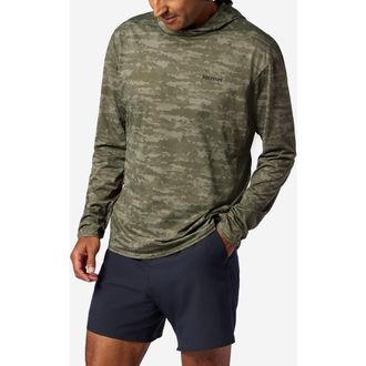 Marmot AirExchange SolarShield UPF Hoodie in Olive Grove Lagos at Nordstrom, Size Xx-Large