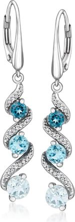 Ross-Simons Tonal Blue Topaz Spiral Drop Earrings With. Diamonds in Sterling Silver