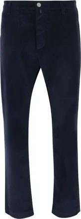Jacob Cohen Navy Stretch Cotton Velvet Straight-Leg Pants