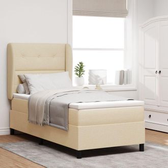 vidaXL Box Spring Bed with Mattress Cream 90 x 190 cm Fabric vidaXL