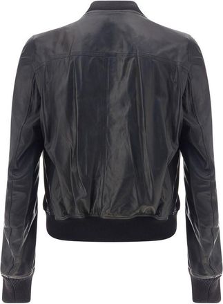 Rick Owens Mens Bauhaus Flight Leather Jacket Black Clothing