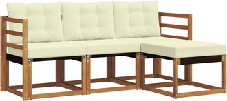 vidaXL Conjunto De Sof&aacute;s De Exterior 4 Uds. Natural Y Crema Vidaxl