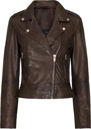 Notyz Notyz, Jassen, Dames, Bruin, XL, Leer, Biker Jacket Skind 10961-New