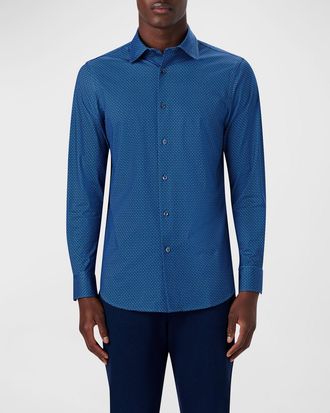 Bugatchi Mens Ooohcotton 8-Way Stretch Sport Shirt