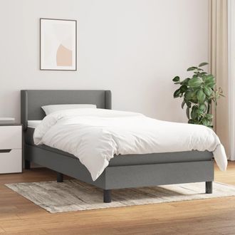 vidaXL Cama Box Spring Con Colch&oacute;n Tela Gris Oscuro 100x200 Cm Vidaxl