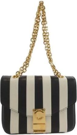 Celine Pre-owned Cross Body Bags, female, Multicolor, Size: ONE SIZE Pre-owned Small C Stripes Leather Shoulder Bag