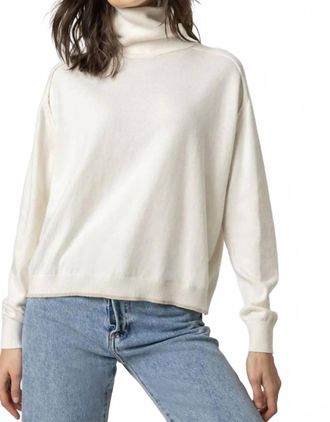 Lilla P Easy Turtleneck Sweater In Pearl