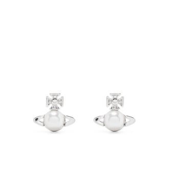 Vivienne Westwood Handtekening Orb Logo Parel Oorbellen - Dames - Oorbellen - Grijs - ONE Size - Accessoires