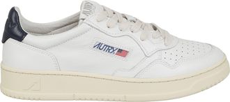 Autry White Dark Blue Medalist Low Leather Sneakers