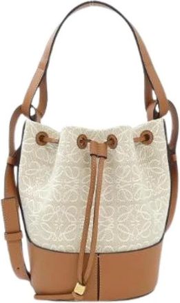 Loewe Pre-owned Bucket Bags, male, Beige, Size: ONE SIZE Pre-owned Balloon Anagram Small Bag Shoulder Bag