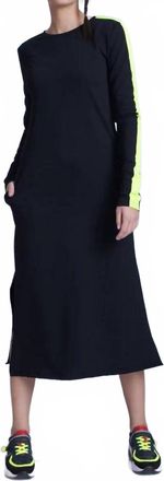 Metamorfosi Long Sleeve Casual Dress With Neon Details In Black
