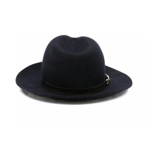 Emporio Armani Fedora hoed met knoopdetail - Dames - Accessoires - Blauw - Maat: 58 CM Katoen