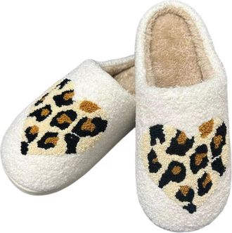 Generic Womens Slippers Cozy Couples Footwear For Indoor Outdoor Winter Shoes With Heart Design Warm Fleece Lined Flat Home Clogs Cozy Slippers For Women(Brow