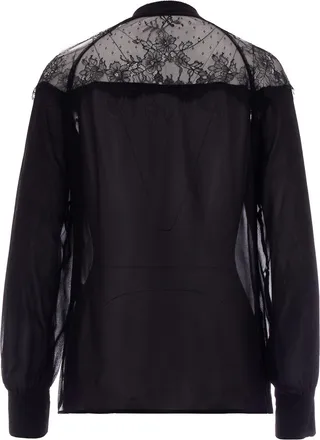 Patrizia Pepe Womens Blouse Lace-Insert Black Viscose; Polyamide Shirt
