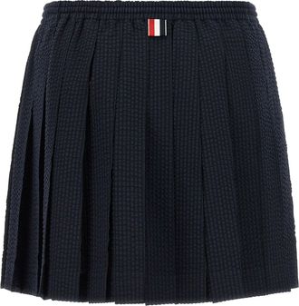 Thom Browne Striped Wool Seersucker Skirt - Navy