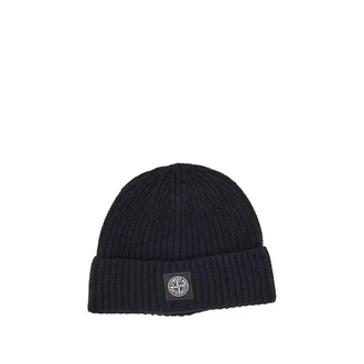 Stone Island Virgin wool beanie hat with logo patch Man One Size